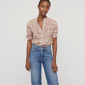 JCrew Liberty of London Fabrics Ruffle-front Shirt Libby Floral XXS